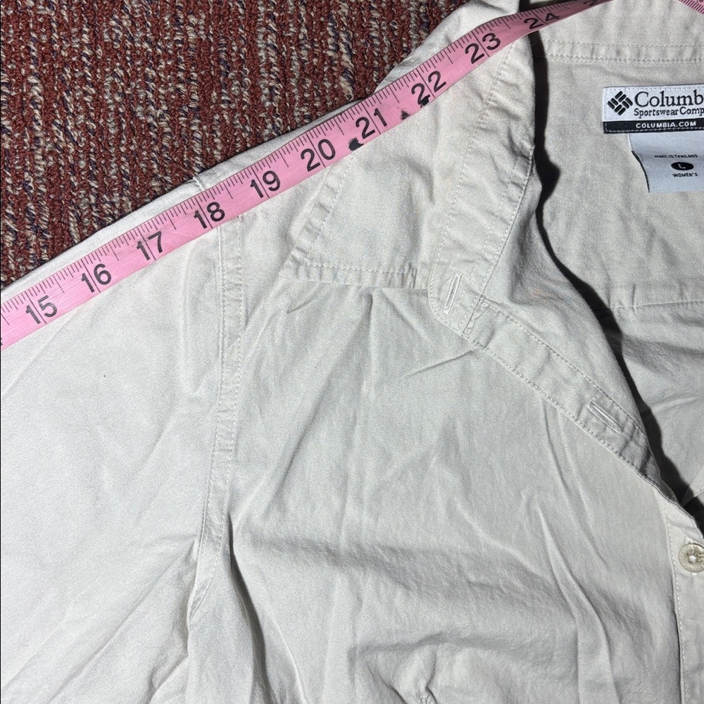 Columbia 100% cotton women’s Large 3/4 sleeve button down hiking outdoor shirt - Picture 7 of 14
